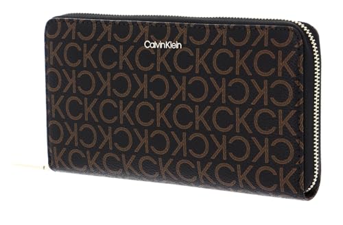 Calvin Klein Damen Geldbörse Portemonnaies CK Must Zip Wallet XL Braun