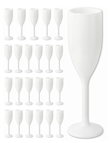 Schramm® Mehrweg Sektgläser in weiß wählbar 6, 12, 24 oder 48 Stück 160 ml Champagner Glas Sektflöten Sektkelch Stielglas Champagner Gläser Fassungsvermögen, Größe:24 Stück