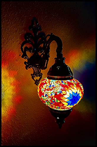 Wandleuchte Mosaiklampe Mosaik Orientalische Lampe Wandlampe M/Orange - Blau Stern