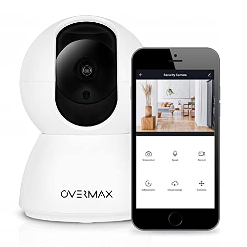 OVERMAX Camspot 3.7 PRO Indoor-Überwachungskamera, vertikal und horizontal drehbar, Sichtbarkeit im Dunkeln, 2,5K-Auflösung, MicroSD-Kartensteckplatz, Bewegungssensor mit Alarm