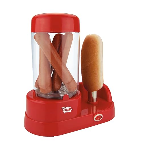 JOCCA – Hot-Dog-Maschine/ 6 Würstchen, mit Wassertank und Stahlstab zum Erhitzen des Brotes/ Leistung 350 W/ Beleben Sie Ihre Partys/ rote Farbe
