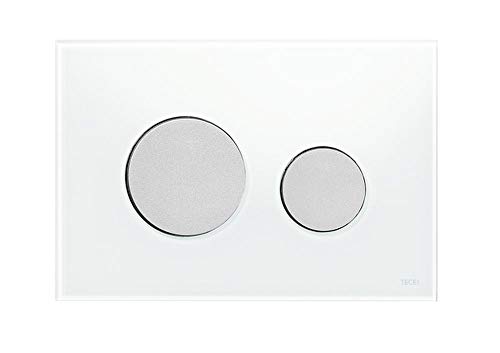 Tece 9.240.659 Loop Betätigungsplatte für WC (Glas weiß, Tasten Chrom, Zweimengentechnik, bedienbar von Oben und vorne) 9240659