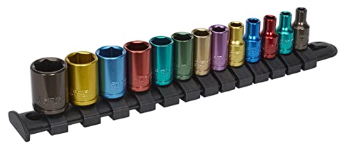 Sealey AK2872 Steckschlüssel-Set, mehrfarbig, 13-teilig, 6,35 mm (1/4 Zoll), Vierkantantrieb, 6pt