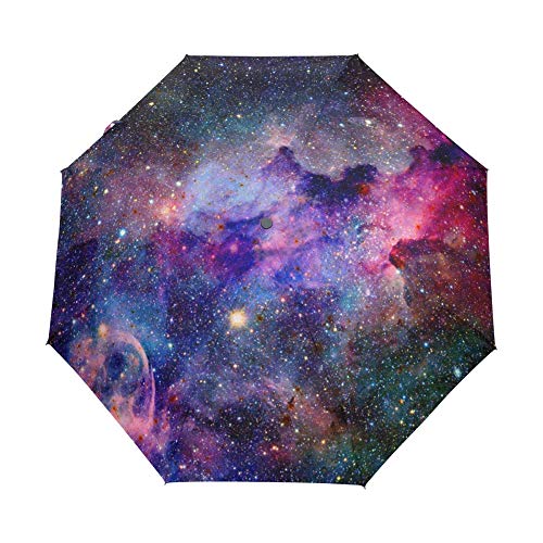 ALAZA Automatischer Faltbarer Regenschirm, Einhorn Regenbogen Stern UV-Schutz Regenschirm, Tragbare Sonnen- und Regenschirme für Kinder Frauen Männer, Farbe 18, S, Kompakt