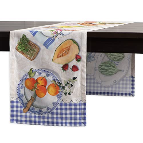 Maison d' Hermine Gourmand Tischläufer aus 100 % Baumwolle für Party | Abendessen | Feiertage | Küche | Frühling/Sommer [Einlagig (37 cm x 180 cm)]
