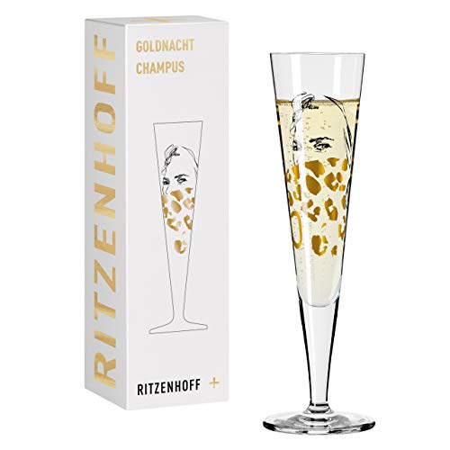 RITZENHOFF 1078281 Champagnerglas 200 ml – Serie Goldnacht Nr. 11 – Edles Designerstück mit Echt-Gold – Made in Germany