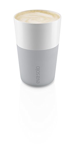 EVA SOLO 501046 Latte-Becher, 2-teilig, Silikonschale, 360 ml, Porzellan, Marble Grau, 8,5 x 8,5 x 12,5 cm