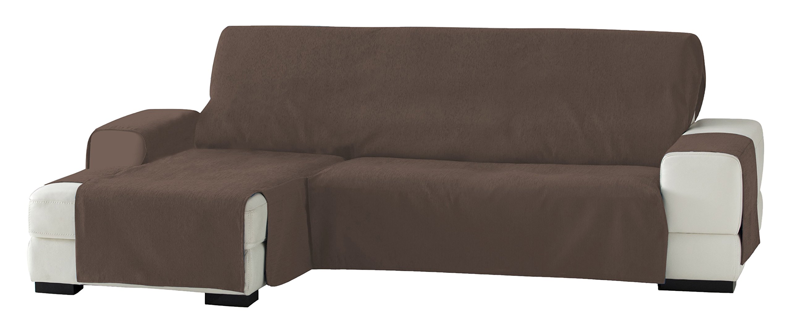 Eysa Zoco Nicht elastisch Sofa überwurf Chaise Longue Links, frontalsicht, Chenille, Braun, 29 x 9 x 37 cm