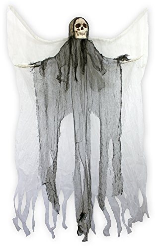 Das Kostümland Todesengel mit Flügeln und Totenkopf - 180 cm - Gruselige Halloween Geister Party Dekoration