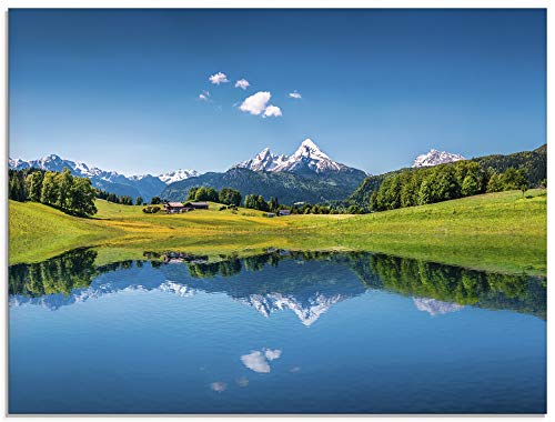Artland Qualitätsbilder | Glasbild Deko Glas Bilder 60 x 45 cm Alpen Landschaft Berge Sommer Natur B6VF