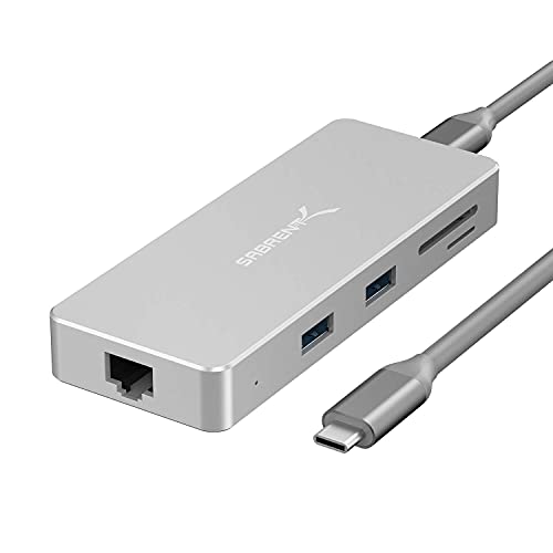 USB C Docking Station Adapter 3.2 Hub, USB Verteiler mehrfach Verlängerung mit 4K HDMI, Ethernet RJ45, USB typ C PD 60W, 2 USB 3.2 Ports + 2.0, SD/Micro SD Kartenleser, für PS5, PC, MacBook (HB-UHPN)