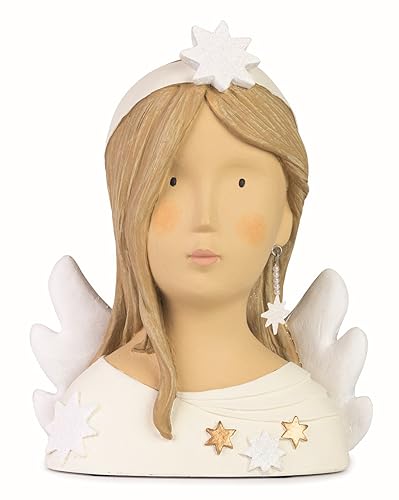 Baden Import Ladykopf Dekokopf Dekobüste Engel mit weißen und goldenen Sternen und Flügeln