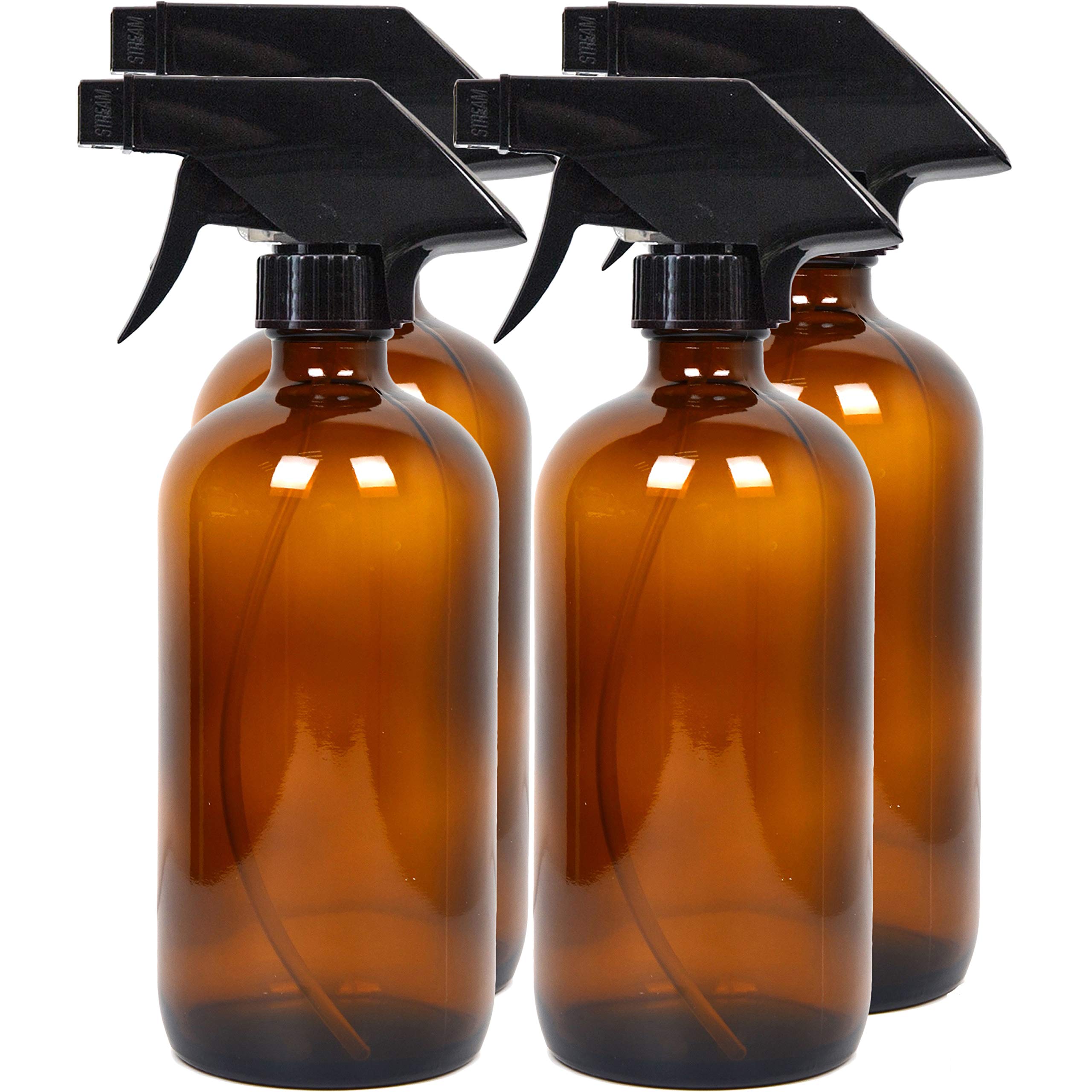 Youngever 4er Pack 500ML Leere Glassprühflasche, Nachfüllbehälter für ätherische Öle, Reinigungsmittel oder Aromatherapie (Amber)