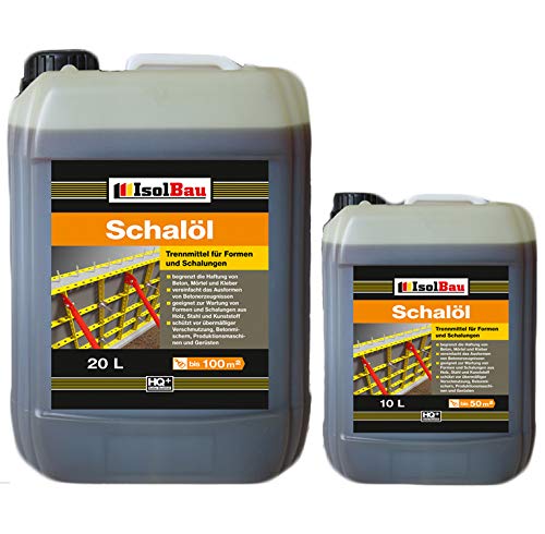 Isolbau Schalöl Professional - Trennmittel für Formen & Schalungen - Beton-Trennmittel, begrenzt die Haftung von Beton, Mörtel & Kleber - 20 Liter + 10 Liter