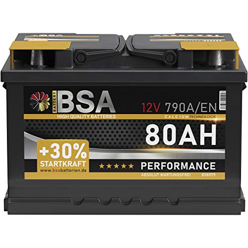 BSA BATTERY HIGH QUALITY BATTERIES Autobatterie 80Ah Starterbatterie Batterie ersetzt 74Ah 75Ah 77Ah