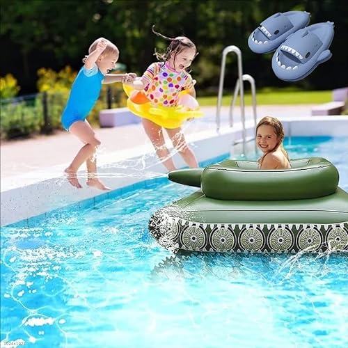 LVLUOKJ Pool Aufblasbare Hängematte Schlauchboot Mit Aufblasbarem Tank, Schwimmsessel Float Toy (Color : Kids, Size : Pool+Shark Slippers 20cm)