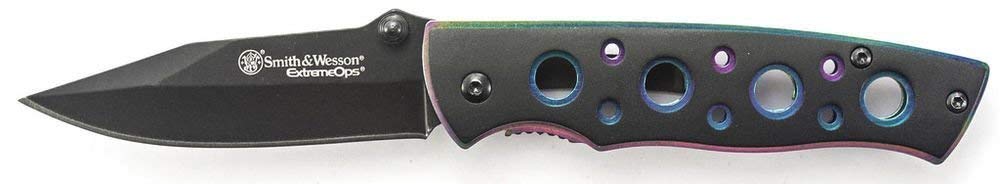 Smith & Wesson Herren Messer Einhandmesser Aluminium-Schalen Länge geöffnet: 16.9 cm, Schwarz, 16,9cm