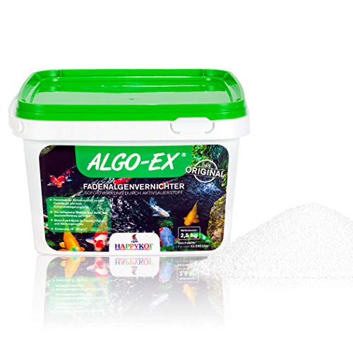 Happykoi® ALGO-EX® Fadenalgenvernichter Algenmittel Algo Ex Algen Vernichter mit Sofortwirkung durch Aktivsauerstoff Koi Teich Schwimmteich - 2,5 kg