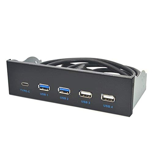 Piarktoy 5,25 Zoll USB 3.1 Gen2 Frontpanel USB Hub 2 Ports Usb3.0+2 Ports Usb2.0+1 Port Typ-C mit Typ-E Anschluss