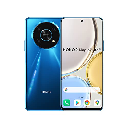 HONOR Smartphone Magic4 Lite 5G, 6 GB + 128 GB, mit 48-MP-Kamera, Display von 17,3 cm (6,81 Zoll), 120 Hz, Snapdragon 695, 66 W Supercharge und 4800-mAh-Akku, Blau {Ocean Blue)