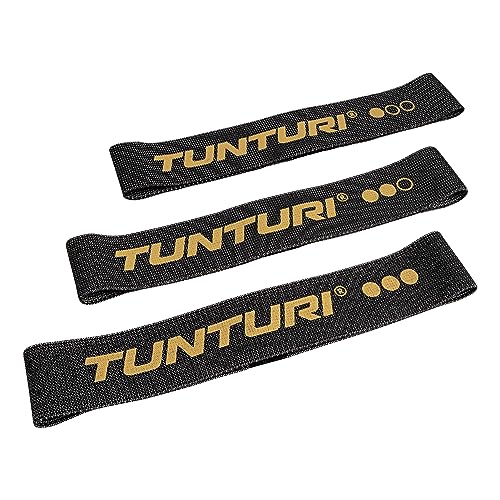 Tunturi Centuri 3er Set Power Band, Widerstandsband mit Stärke 4-14 kg, Fitnessband, Trainingsband für Krafttraining