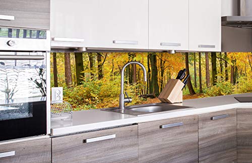 DIMEX LINE Küchenrückwand Folie selbstklebend HERBSTWALD | Klebefolie - Dekofolie - Spritzschutz für Küche | Premium QUALITÄT - Made in EU | 260 cm x 60 cm