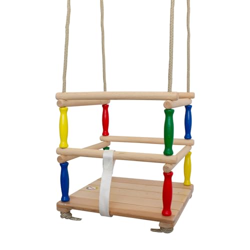 Gitterschaukel Holzschaukel Babyschaukel aus Holz höhenverstellbar 40 kg Tragkraft Qualitäts Schaukel von emwe - 24268