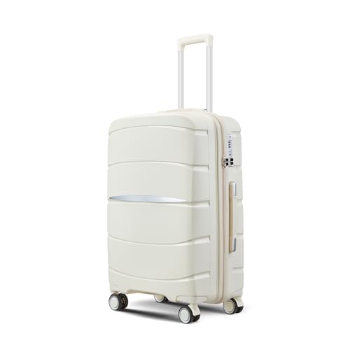 Axidou Unisex-Gepäck für Erwachsene, Cremeweiß, 20 Inch, Gepäck