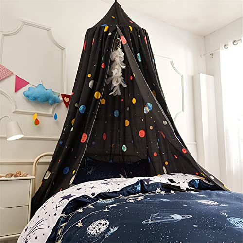 Groß Moskitonetz für Kinderzimmer Junge Blauer Sternenhimmel Kinder Baldachin Betthimmel Babybett Himmelbett Bettvorhang für Schlafzimmer Ankleidezimmer (5)