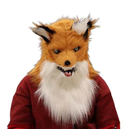 Kangmeile Fox Mask,Moving Mouth,Plush Latex,Costume Cosplay Mask Mouth Mover Fox Head mask for Halloween Masquerade Party Role Play