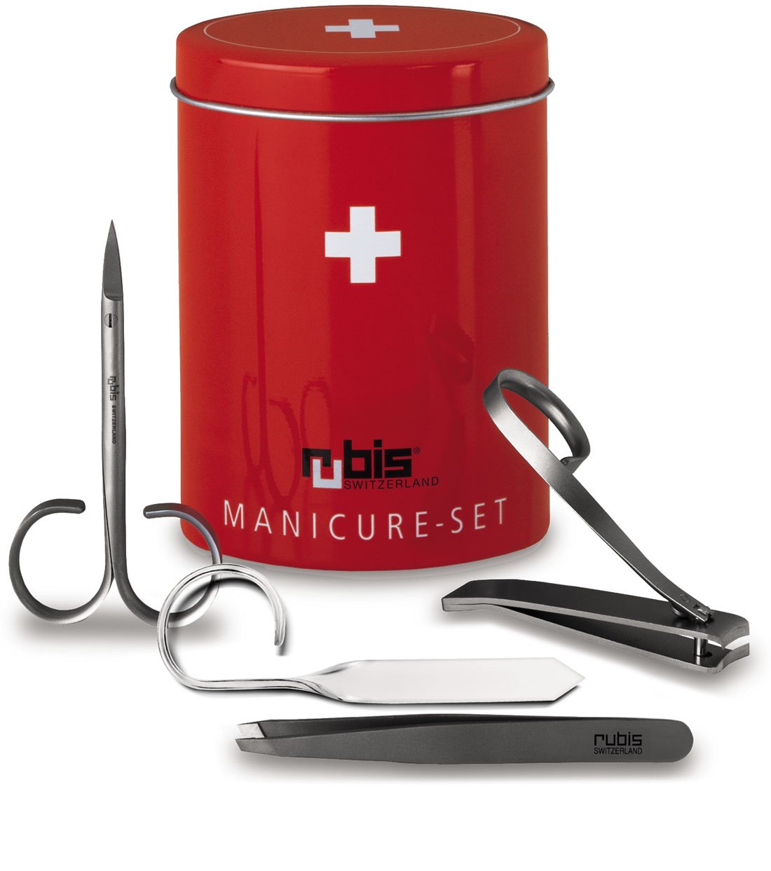 Rubis Swiss Box - Nagelpflegeset in Geschenkbox - Maniküre Set mit Pinzette, Nagelknipser, Nagelschere, Nagelpfeile - Nagelset