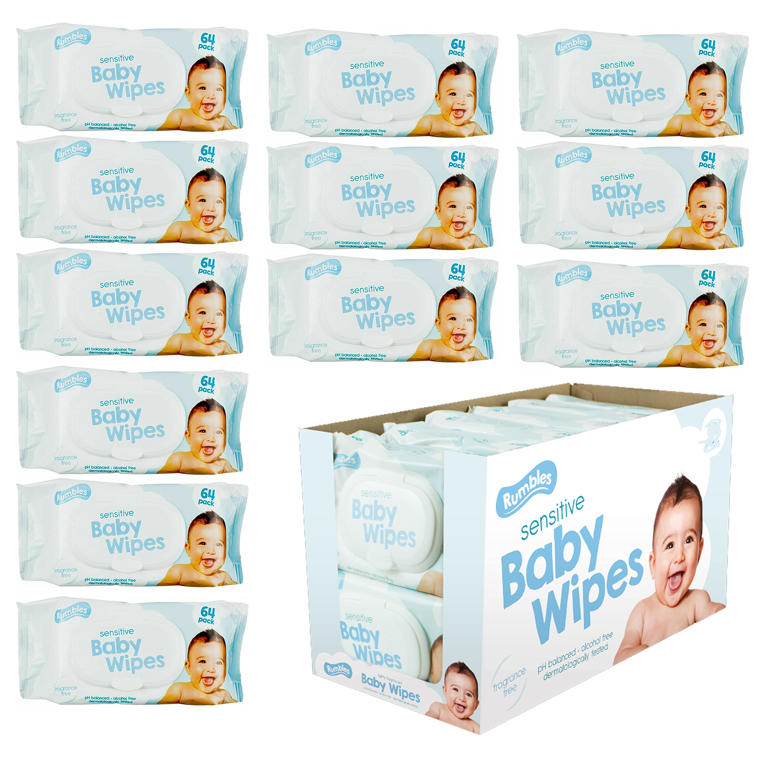 SRV Hub® Empfindliche Babytücher mit PDQ, Babytücher antiallergen für Babys empfindliche Haut Reinigungsmittel für die tägliche Babypflege (768X parfümfreie Babytücher)