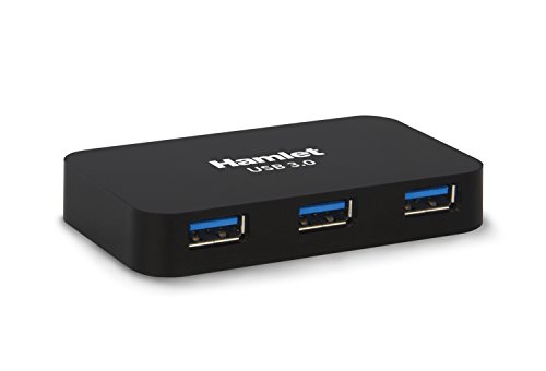 Hamlet xhub430bkpw Hub USB 3.0 4 Ports 5 GBBs mit USB 3.0 Kabel und Stromversorgung 5 V 2 A