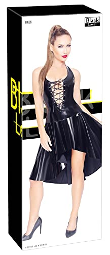 Lack-Kleid mit Schnürung, schwarz (L)