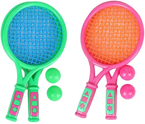 Kunststoff 4 Stück Kinder Strand Tennisschläger Spielzeug mit 4 Kugeln Kindern Strand Tennis Spielzeug, Grün & Rosa