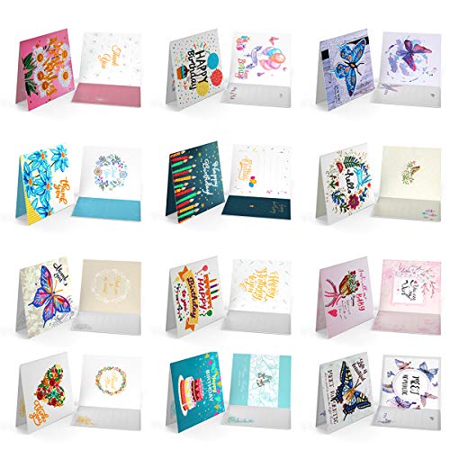 Queen.Y Weihnachtskarten 12 Stück Grußkarten Danke Karten DIY Diamant Malerei Grußkarten Kits für Das Festival