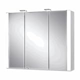 Jokey Spiegelschrank Jarvis 80 cm breit, Badezimmer Spiegelschrank aus MDF, mit LED Beleuchtung und Steckdose | Weiß