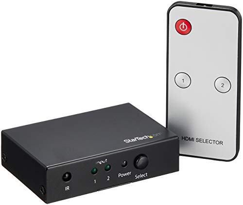 StarTech.com 2 Port HDMI automatischer Video Switch, 4K 2x1 HDMI Switch mit Fast Switching, Auto Sensing und Serial Control