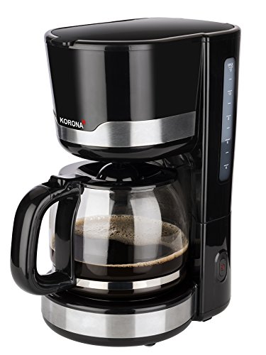 Korona 10232 Kaffeeautomat, 1.5 liters, schwarz Edelstahl mit Glaskanne, 12 Tassen, 1000 Watt