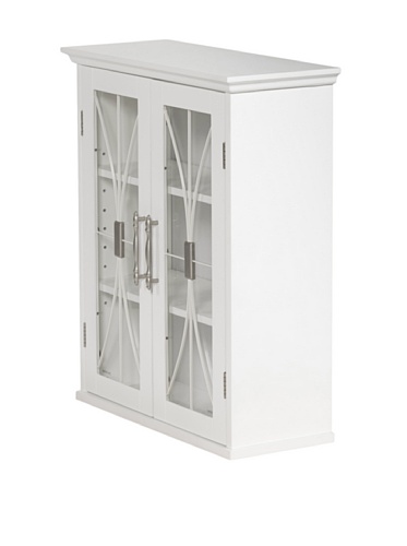 Elegant Home Fashions Delaney Badezimmer Holzwandschrank Weiß 7930 Mit 2 Glastüren, Glas, Einheitsgröße