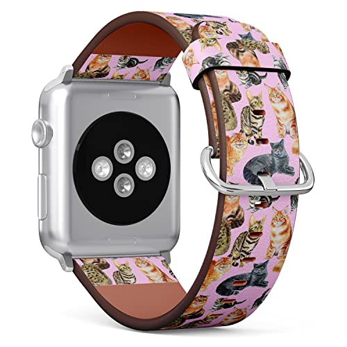 IKIKI-TECH Kompatibel mit Apple Watch-Armband, 38 mm, 40 mm, 41 mm (Katzen-Aquarell-Muster), veganes Ersatzarmband für iWatch Serie 8, 7, 6, 5, 4, 3, 2, 1 Ultra SE