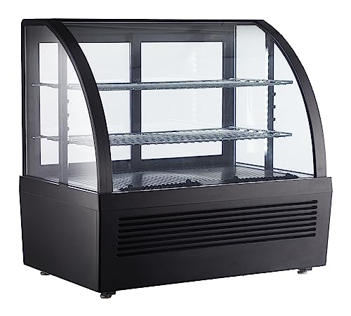 METRO Professional Kühlvitrine GCV1100, Kunststoff/Glas, 70.5 x 47.2 x 68.7 cm, für Gastronomie, 2 verstellbare Fachböden, Luftkühlung, schwarz, 100 L