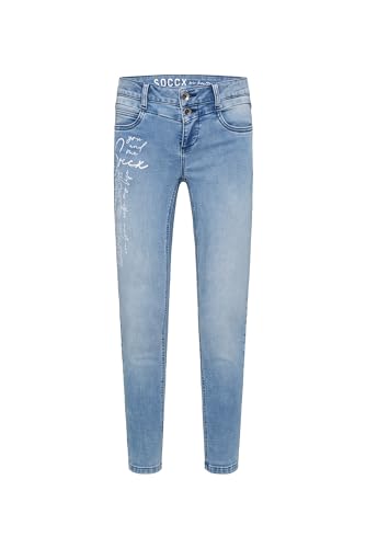 SOCCX Damen Jeans MI:RA mit Label Prints Blue Printed Jogg 30