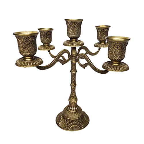 Tubayia Vintage Metall Kerzenhalter Kerzenleuchter Kandelaber Dekoration für Hochzeit Weihnachten Party (Bronze,5-armig)