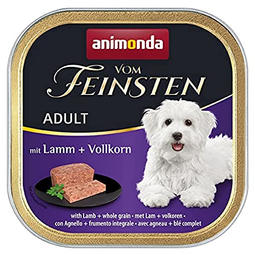 animonda Vom Feinsten Adult Hundefutter, Nassfutter für ausgewachsene Hunde, mit Lamm + Vollkorn, 22 x 150 g