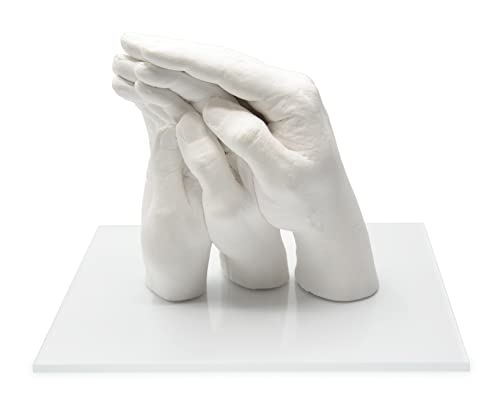 Lucky Hands® Family Abformset Trio+ | 3D Familien Handabdruck DIY Set für 3-4 Erwachsenenhände| Gipsabdruck Familie | Auch für Kinder und Jugendliche (Acrylsockel 25 x 25 cm)