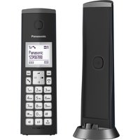 Panasonic KX-TGK220GM Schnurloses Telefon analog Anrufbeantworter, Design Telefon, Freisprechen, mit Basis, inkl. Mobilteil Schwarz (matt)