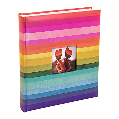Kenro KRA102 Fotoalbum, 200 Fotos, 13 x 18 cm, bunte horizontale Streifen, mit Einsteckseiten, Regenbogenfarben