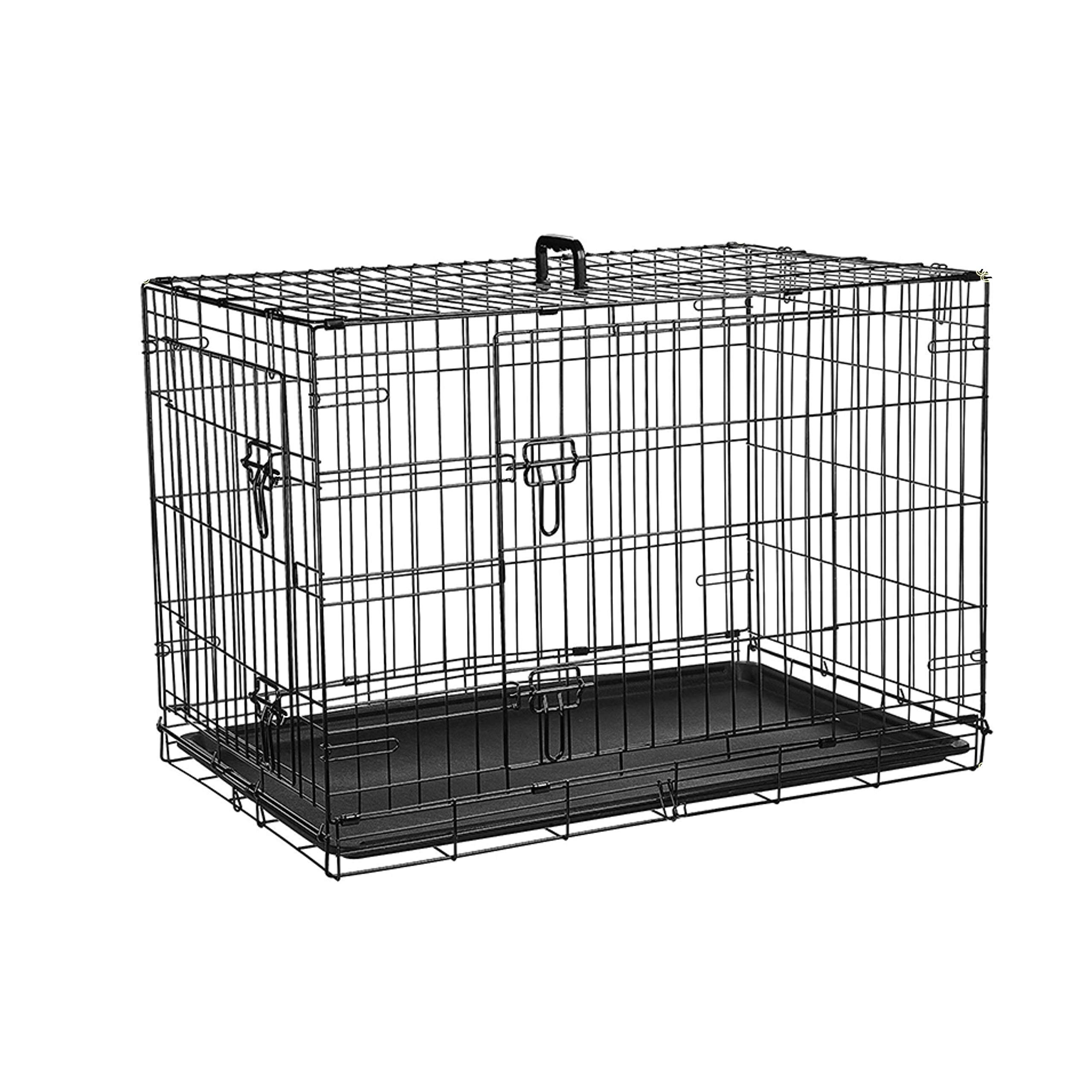 Ribelli Hundetransportbox – pulverbeschichtet und zusammenklappbar – Hundekäfig aus Metall in 2 Größen – Tierkäfig mit 2 Türen und Tragegriffen – belastbar bis 43 kg (XXL 107x77x71 cm)