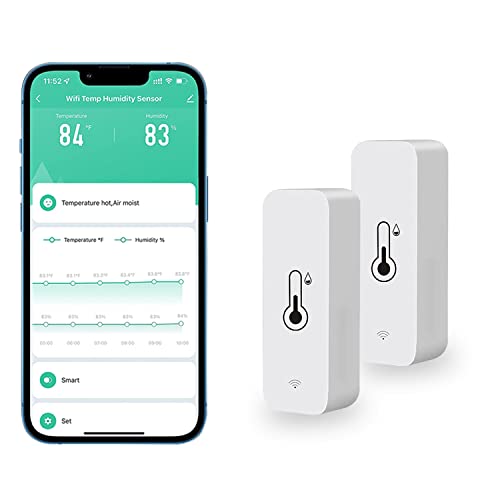 WiFi-Temperaturmessfühler Innenraum, Heimnetzwerk- und Feuchtigkeitsmonitor mit Seattle-Anwendungen und -Datenspeichern, intelligentes Bluetooth Wlan-Thermometer für die Temperaturerzeugung (2)